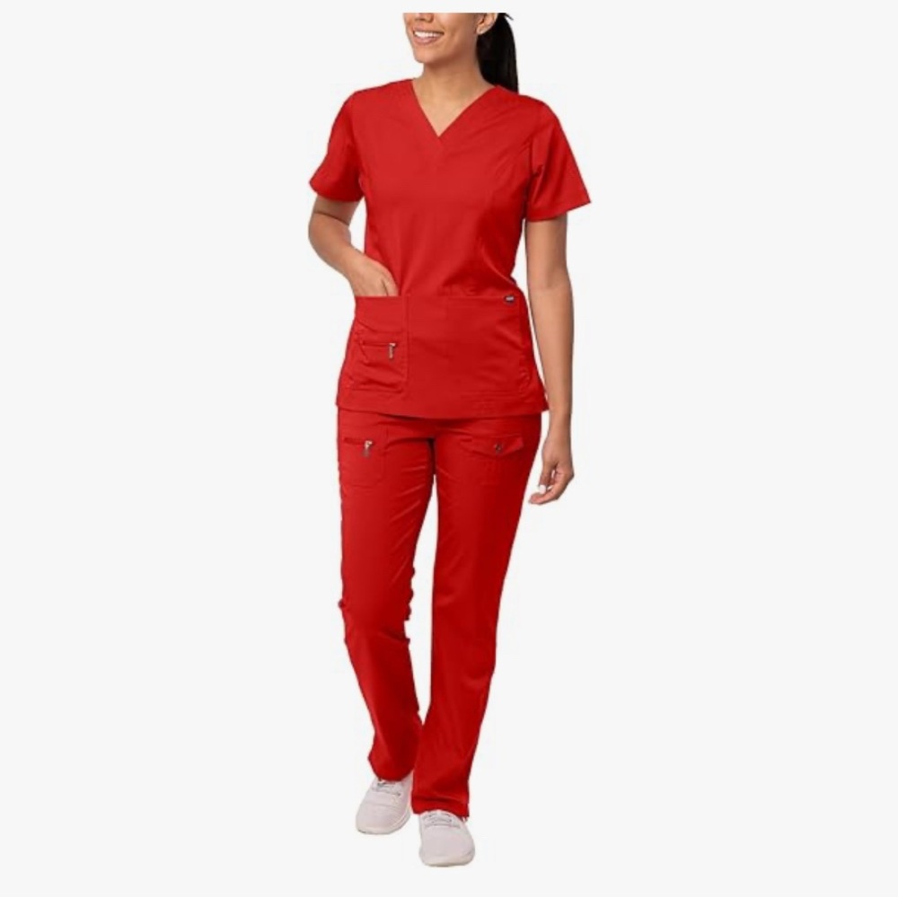 2 sets Red Women's Scrub Set